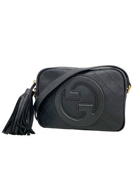 Gucci Shoulder Bag Blondie Leather Black Gold